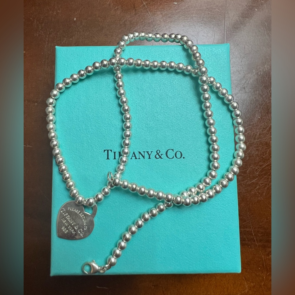 Tiffany & Co. Silver Bead Necklace with Round Pendant